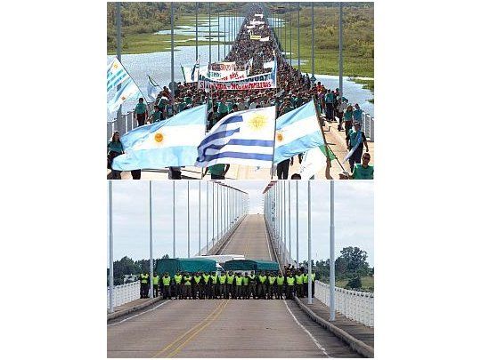 Miles de entrerrianos marcharán este domingo por el puente binacional Libertador General San Martín, que conecta esa ciudad con la uruguaya de Fray Bentos. El gobierno oriental dispondrá de un fuerte operativo de seguridad para evitar perjuicios.
