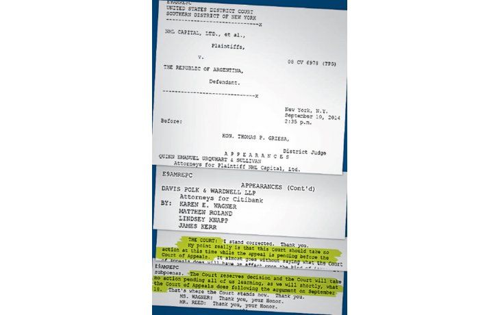 ámbito.com | Griesa abrió su tribunal ayer para una nueva audiencia y demostró que defenderá a Wall Street. El encuentro terminó con un respaldo al Citibank y la espera de la decisión de la Cámara de Apelaciones de Nueva York del próximo jueves 18 de septiembre.