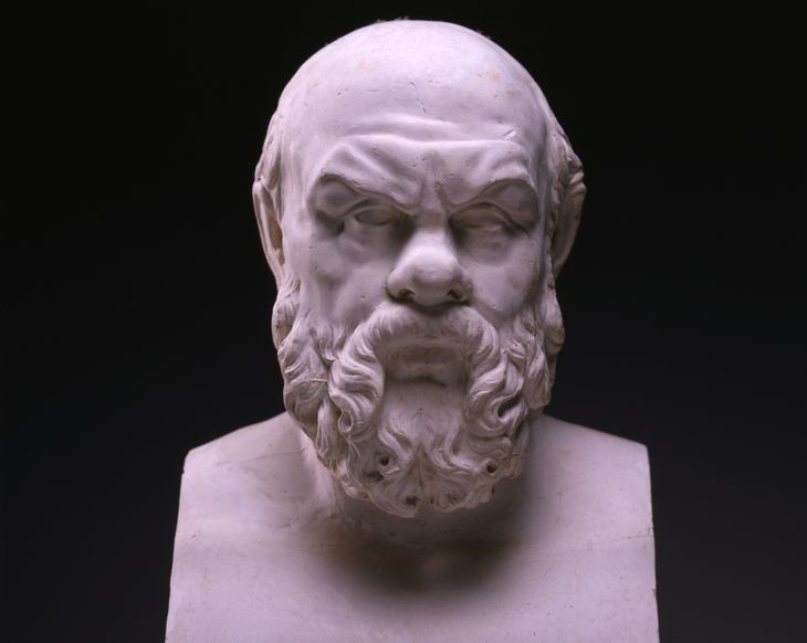 Sócrates, busto en el Museo de Nápoles, copia de un original del año 390-380 A.C., poco después de la muerte del filósofo en el 399 A.C. Sócrates, busto en el Museo de Nápoles, copia de un original del año 390-380 A.C., poco después de la muerte del filósofo en el 399 A.C.