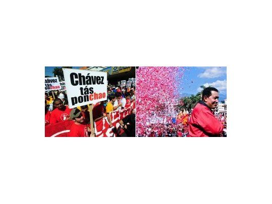Opositores y partidarios de Chávez