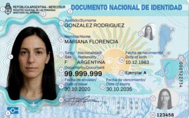 Así se ve el frente del nuevo DNI. Así se ve el frente del nuevo DNI.