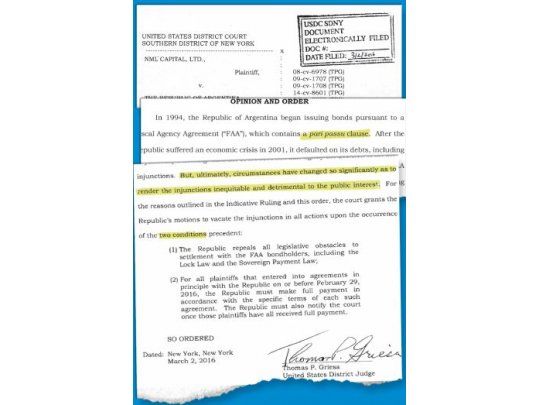 Griesa falló a favor. Ahora toda la responsabilidad en el Congreso