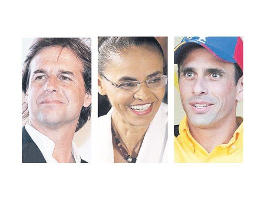 Luis Lacalle Pou, Marina Silva y Henrique Capriles