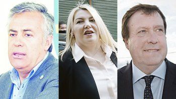 JUEGAN. Los actuales gobernadores Cornejo, Bertone y Weretilneck van por una banca en el Parlamento.