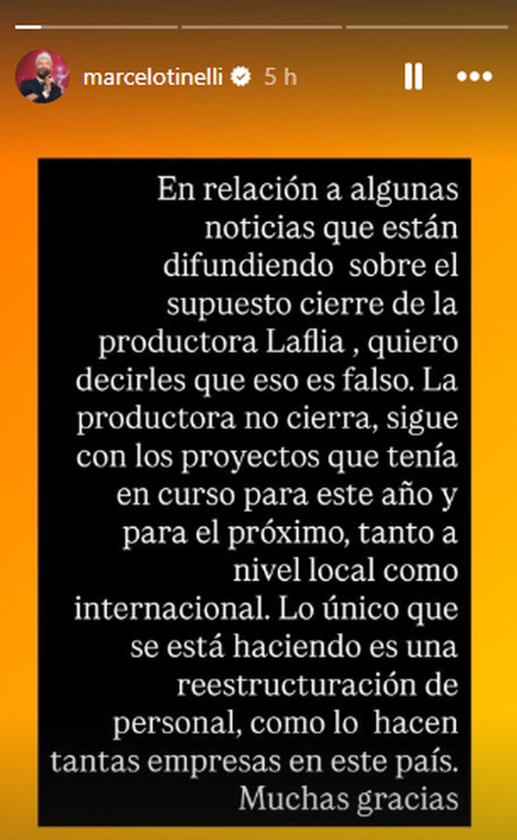 La historia que publicó Marcelo Tinelli.