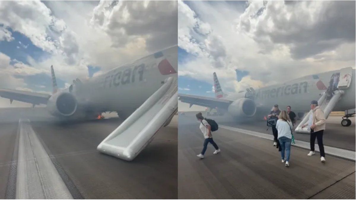 Fire and evacuation on an American Airlines flight in Denver after a technical failure