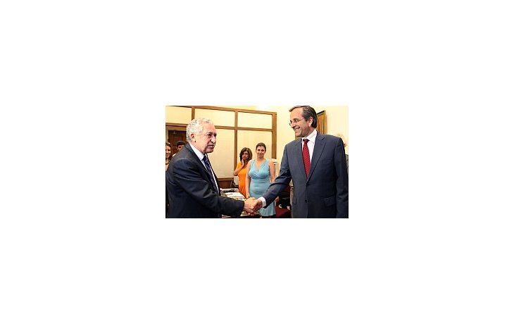 El conservador Antonis Samaras y Fotis Kouvelis, de la Izquierda Democrática.