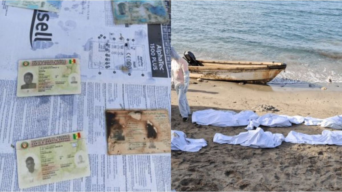 14 skeletons and 12 packages of drugs found on a boat
