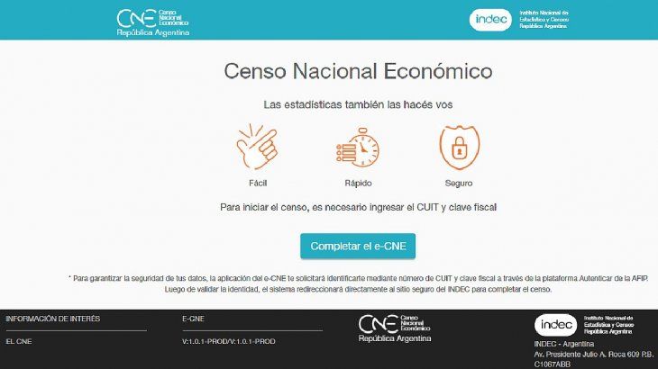 El Censo Económico del INDEC, denominado e-CNE, se responde a través de un cuestionario digital, al que se accederá a través del micrositio censoeconomico.indec.gob.ar.