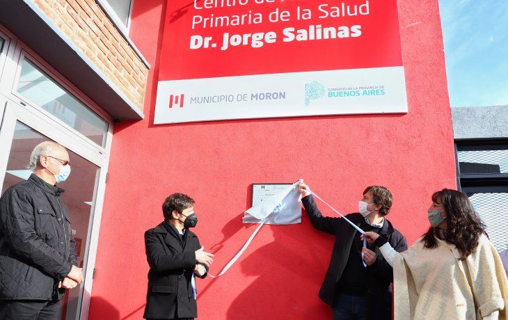 El gobernador Axel Kicillof esta mañana, durante la inauguración del Centro de Atención Primaria de la Salud Dr. Jorge Salinas en Castelar Norte.