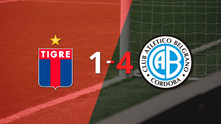 Belgrano golea 4-1 a Tigre y Ulises Sánchez firma doblete