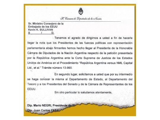 Oposición ya envió carta antibuitres a Washington