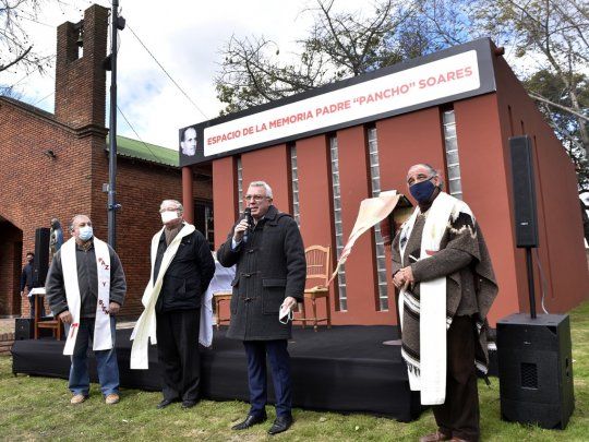 El intendente&nbsp; Julio Zamora durante el acto de inauguración﻿ del Espacio para la Memoria Padre “Pancho” Soares.