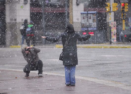 La nieve en Plaza de Mayo.