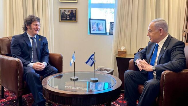 El encuentro de Javier Milei y Benjamin Netanyahu. 