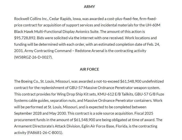 Dentro de los contratos del 24 de febrero de 2026, se incluyó un acuerdo de ventas militares extranjeras para que Argentina desarrolle capacidad operativa independiente en F-16 con entrenamiento local (web Departamento de Guerra de Estados Unidos). Dentro de los contratos del 24 de febrero de 2026, se incluyó un acuerdo de ventas militares extranjeras para que Argentina desarrolle capacidad operativa independiente en F-16 con entrenamiento local (web Departamento de Guerra de Estados Unidos).