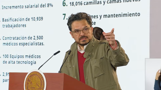 Zoé Robledo, titular del IMSS, en la Mañanera del Pueblo.&nbsp;