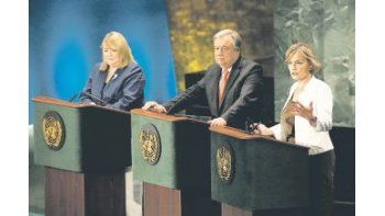 Competencia. Susana Malcorra, Antonio Guterres (Portugal) y Vesna Pusic (Croacia), candidatos a la secretaría general de Naciones Unidas, debatieron en público.