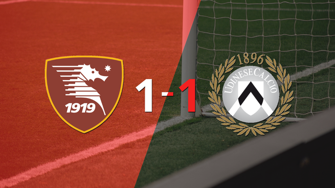 Salernitana y Udinese se repartieron los puntos en un 1 a 1