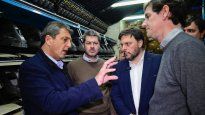 Sergio Massa junto a Matías Lammens y Leandro Santoro.