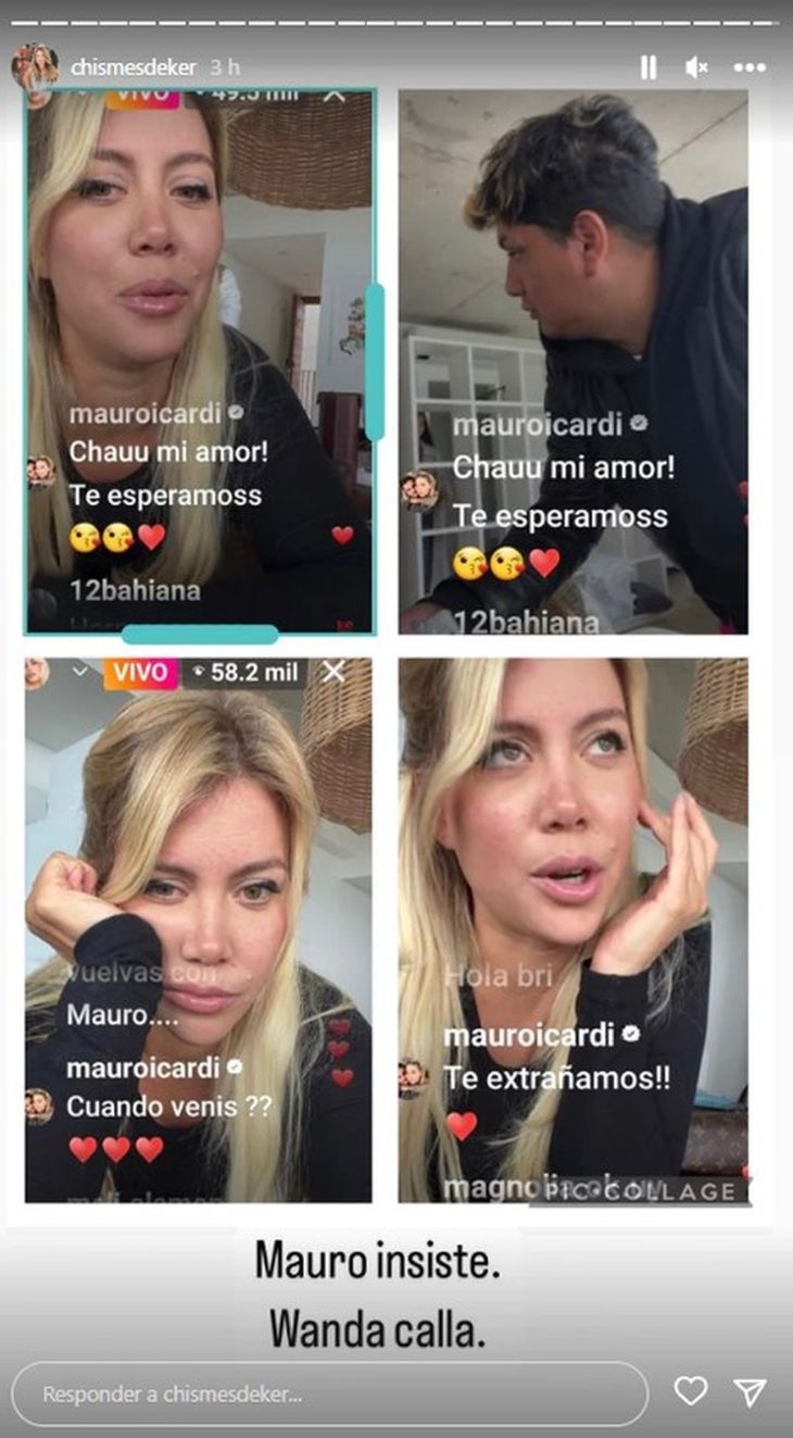 Mauro Icardi surprised Wanda Nara in the middle of a live: “When are you coming back?”