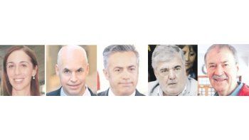 María Eugenia Vidal, Horacio Rodríguez Larreta, Alfredo Cornejo, Mario Das Neves y Juan Schiaretti.