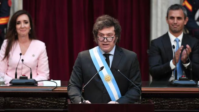 Javier Milei en el Congreso, durante la presentación del Presupuesto