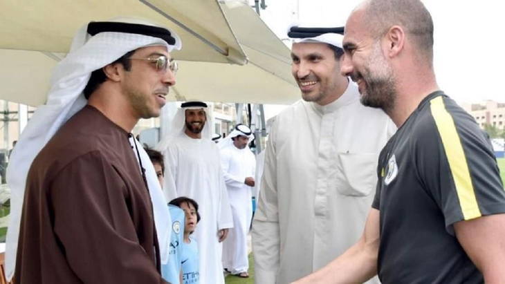 Mansour Ben Zayed Al Nahyane, the Sheikh who owns the club, and Pep Guardiola