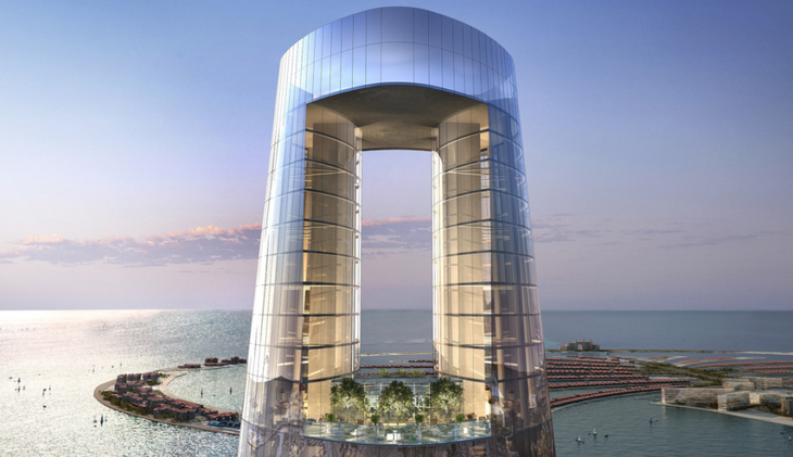 La torre remata con forma de aguja y tiene vistas 360 hacia la ciudad de Asia y al oceáno Índico La torre remata con forma de aguja y tiene vistas 360 hacia la ciudad de Asia y al oceáno Índico
