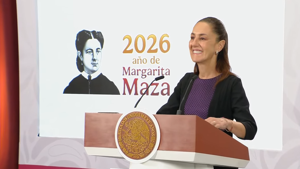 La presidenta Claudia Sheinbaum en la Mañanera del Pueblo.