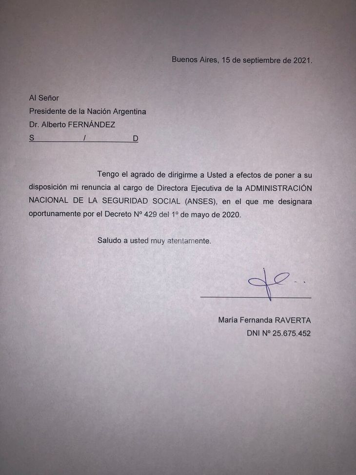 La renuncia que presentó Eduardo 