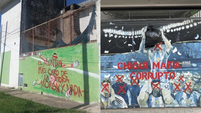 Hinchas de Morón vandalizaron murales de Messi y Dibu en protesta por la eliminación del Reducido.