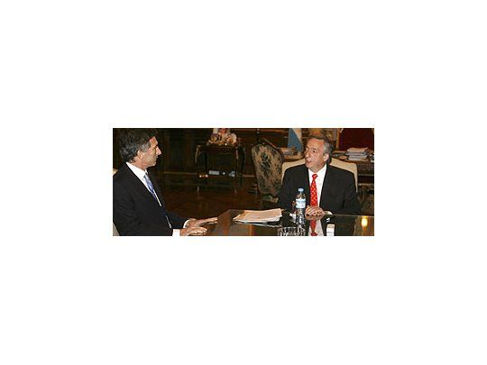 Mauricio Macri, esta tarde, junto al Presidente Néstor Kirchner.