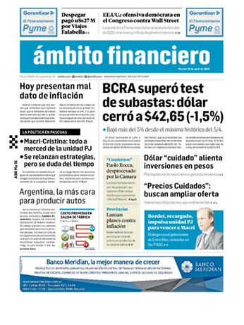 Tapa Edicion Impresa del 2019-04-16