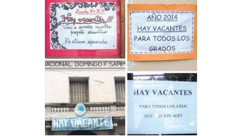 ámbito.com | Los colegios anuncian la disponibilidad de vacantes con carteles y banderas. Entre ellos, en la escuela N° 6 en Villa Crespo, en el colegio Nicolás Avellaneda en Palermo, en el N° 13 en Almagro  y en el colegio N° 2, ubicado en Recoleta.
