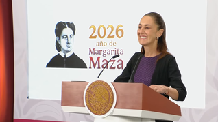 La presidenta Claudia Sheinbaum en la Mañanera del Pueblo.