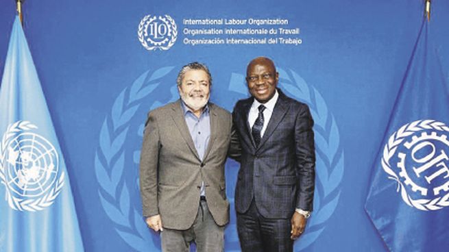 apoyo. Gerardo Martínez con el director general de OIT, Gilbert F. Houngbo.