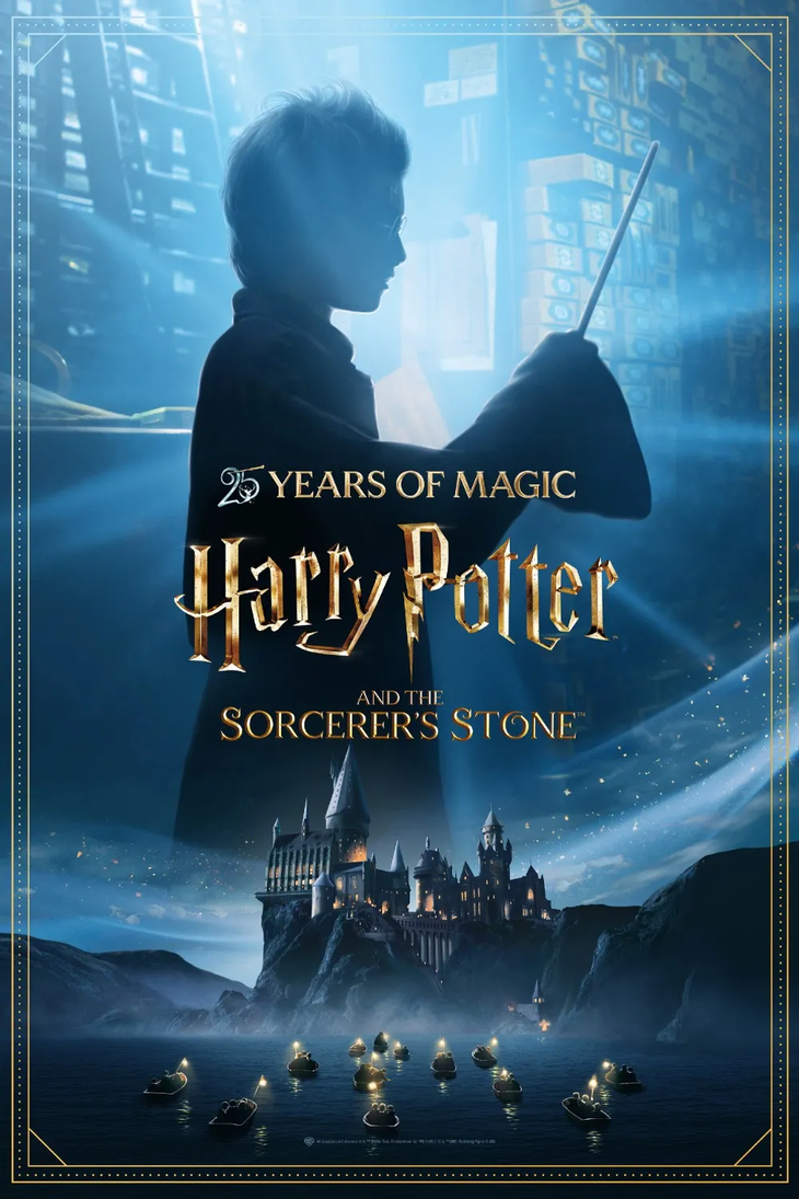 El póster de la celebración del 25.º aniversario de Harry Potter y la Piedra Filosofal.