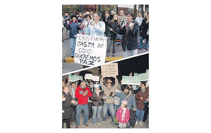 ámbito.com | Los cacerolazos en barrios como Recoleta y Belgrano convocaron más público que la marcha del sábado a Plaza de Mayo. Frente a la quinta de Olivos, manifestantes a favor del campo fueron desplazados por militantes del PJ que bajaron, con palos, de tres mic