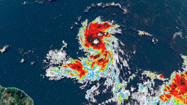 The satellite image shows the progress and intensity of Hurricane Lee.