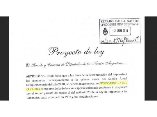 Pichetto presentó proyecto para excluir el aguinaldo de Ganancias