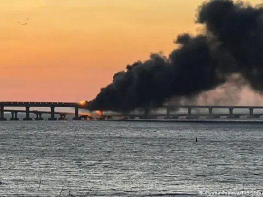 Así quedó parte del puente de Crimea