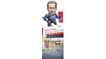 Nicolas Sarkozy opta por la mano dura para evitar que las protestas sociales desquicien su Gobierno y la economía de Francia, según la aguda visión de Ippóliti (arriba). Un tercio de las estaciones de servicio del país estaba ayer cerrado (abajo).