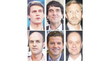 Arriba: Alfonso Prat Gay, Carlos Melconian, Rogelio Frigerio (nieto). Abajo: Guillermo Dietrich, Luciano Laspina y Federico Sturzenegger.