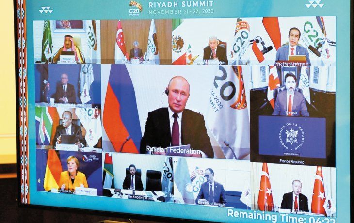 Virtual. Los líderes del G-20 celebraron la cumbre de forma virtual por primera vez desde su implementación, en 2008.