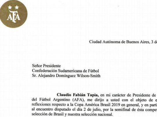 AFA envió una carta a la Conmebol pidiendo explicaciones por el mal arbitraje.