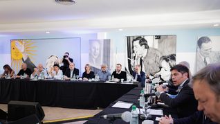 Axel Kicillof, en su primer discurso al frente del PJ bonaerense. Axel Kicillof, en su primer discurso al frente del PJ bonaerense.