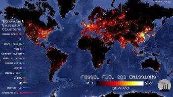 Mapa de las emisiones de CO2.