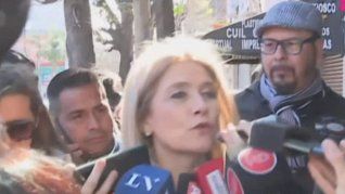 Verónica Magario﻿ al llegar a su lugar de votación en San Justo, partido de La Matanza.