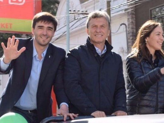 Ezequiel Galli en una recorrida junto a Macri y Vidal.